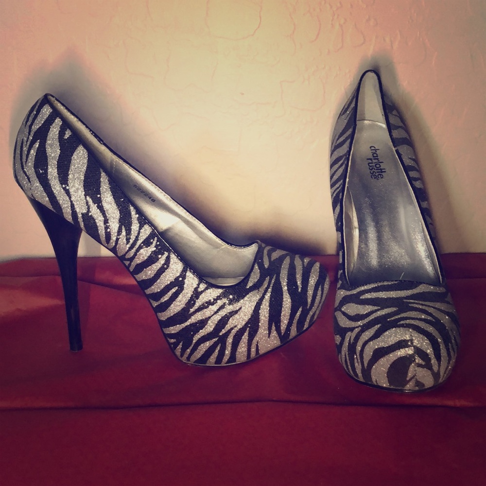 Glitter Zebra Stripe Heels/Pumps/Stilettos